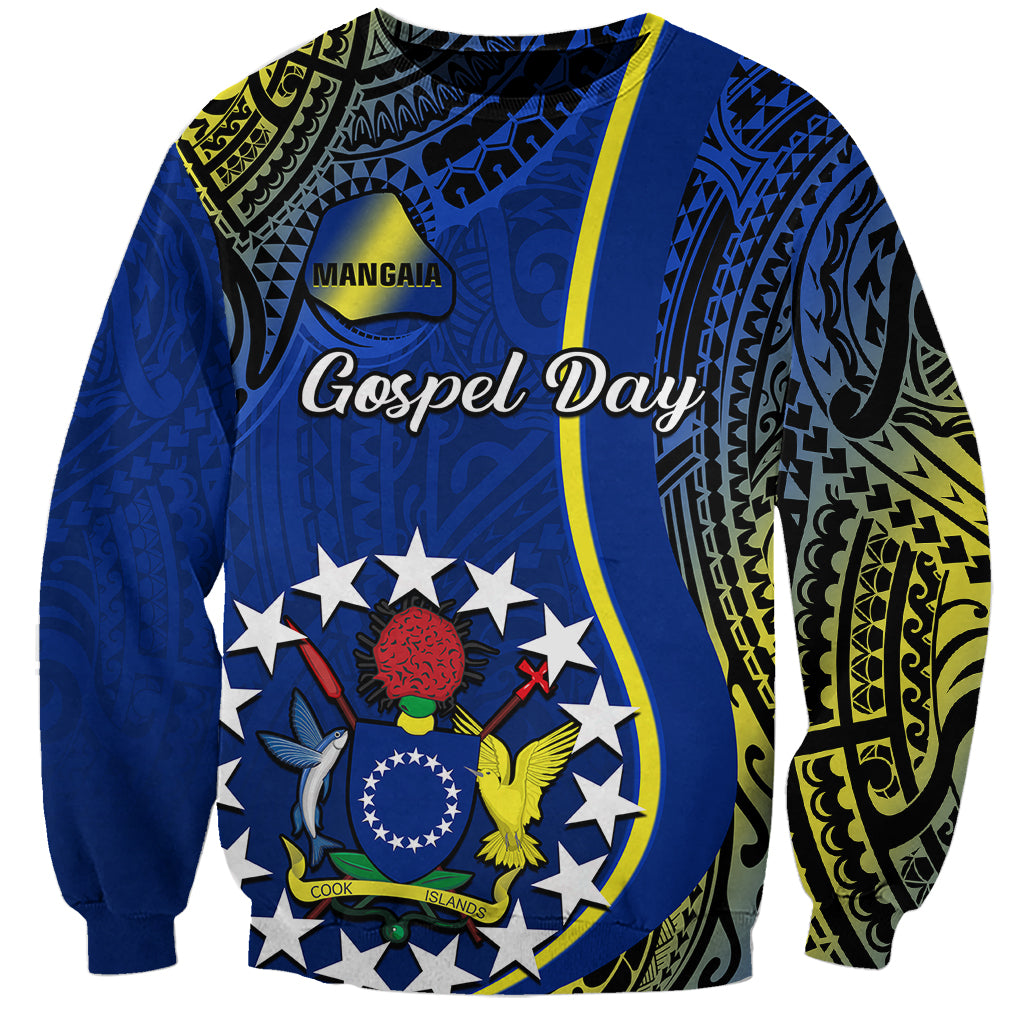 Personalised Cook Islands Sweatshirt Mangaia Gospel Day Blue Version LT14 Unisex Blue - Polynesian Pride