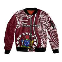 June 15 Mangaia Gospel Day Mangaia Cook Islands Sleeve Zip Bomber Jacket Maroon Version LT14 Unisex Maroon - Polynesian Pride