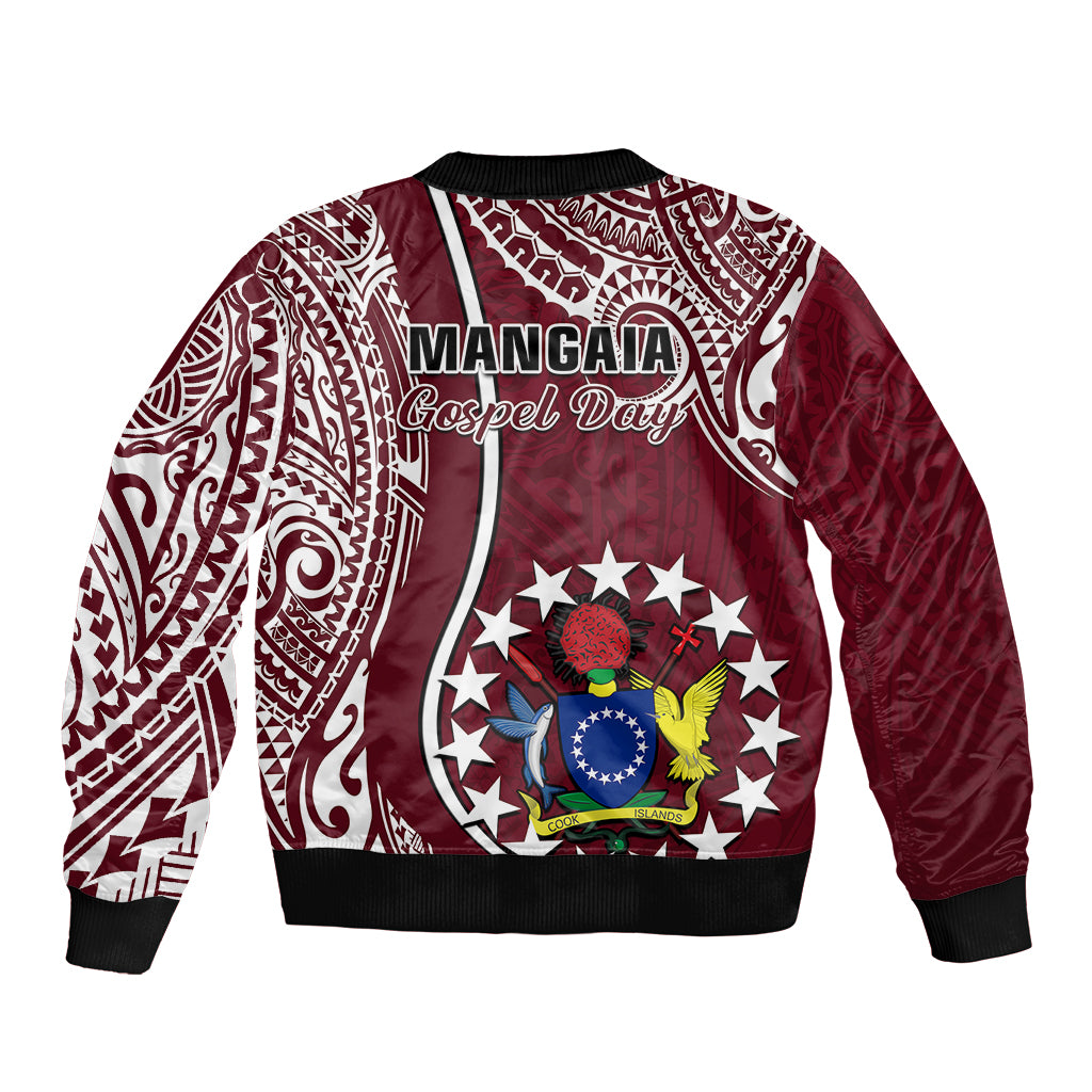June 15 Mangaia Gospel Day Mangaia Cook Islands Sleeve Zip Bomber Jacket Maroon Version LT14 - Polynesian Pride
