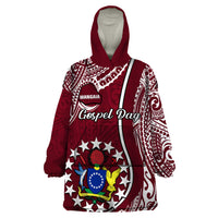 June 15 Mangaia Gospel Day Mangaia Cook Islands Wearable Blanket Hoodie Maroon Version LT14 One Size Maroon - Polynesian Pride