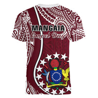 June 15 Mangaia Gospel Day Mangaia Cook Islands Women V Neck T Shirt Maroon Version LT14 - Polynesian Pride