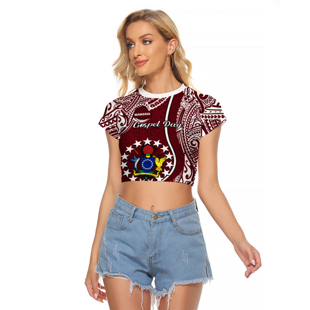 Personalised June 15 Mangaia Gospel Day Mangaia Cook Islands Raglan Cropped T Shirt Maroon Version LT14 Female Maroon - Polynesian Pride