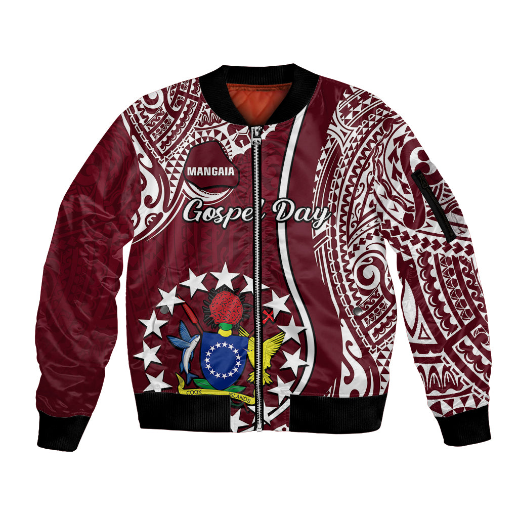 Personalised June 15 Mangaia Gospel Day Mangaia Cook Islands Sleeve Zip Bomber Jacket Maroon Version LT14 Unisex Maroon - Polynesian Pride