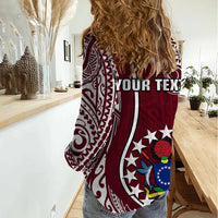 Personalised June 15 Mangaia Gospel Day Mangaia Cook Islands Women Casual Shirt Maroon Version LT14 - Polynesian Pride