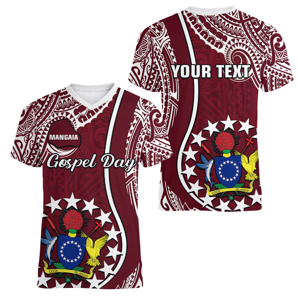 Personalised June 15 Mangaia Gospel Day Mangaia Cook Islands Women V Neck T Shirt Maroon Version LT14 Female Maroon - Polynesian Pride