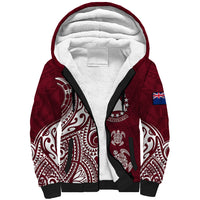 Personalised Mangaia Cook Islands Sherpa Hoodie Polynesian Sea Turtle LT14 Unisex Maroon - Polynesian Pride