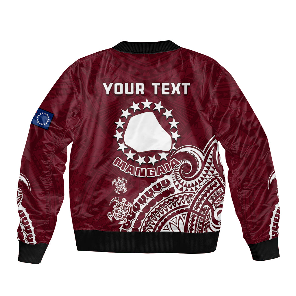 Personalised Mangaia Cook Islands Sleeve Zip Bomber Jacket Polynesian Sea Turtle LT14 - Polynesian Pride