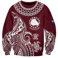Personalised Mangaia Cook Islands Sweatshirt Polynesian Sea Turtle LT14 Unisex Maroon - Polynesian Pride
