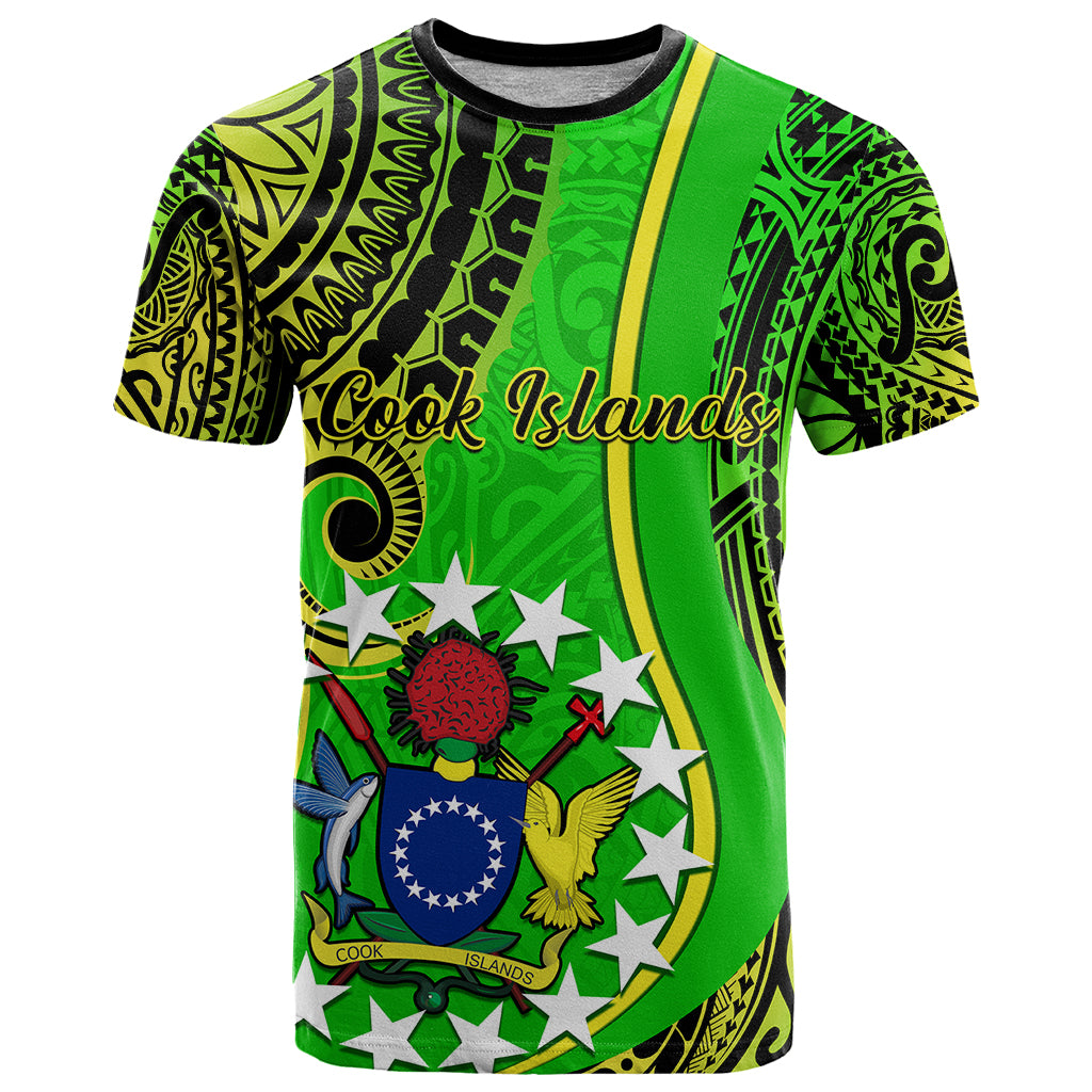 Polynesian Pride Cook Islands T Shirt Kuki Airani Coat Of Arms LT14 Green - Polynesian Pride