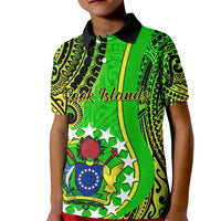 Personalised Cook Islands Kid Polo Shirt Kuki Airani Coat Of Arms LT14 Kid Green - Polynesian Pride