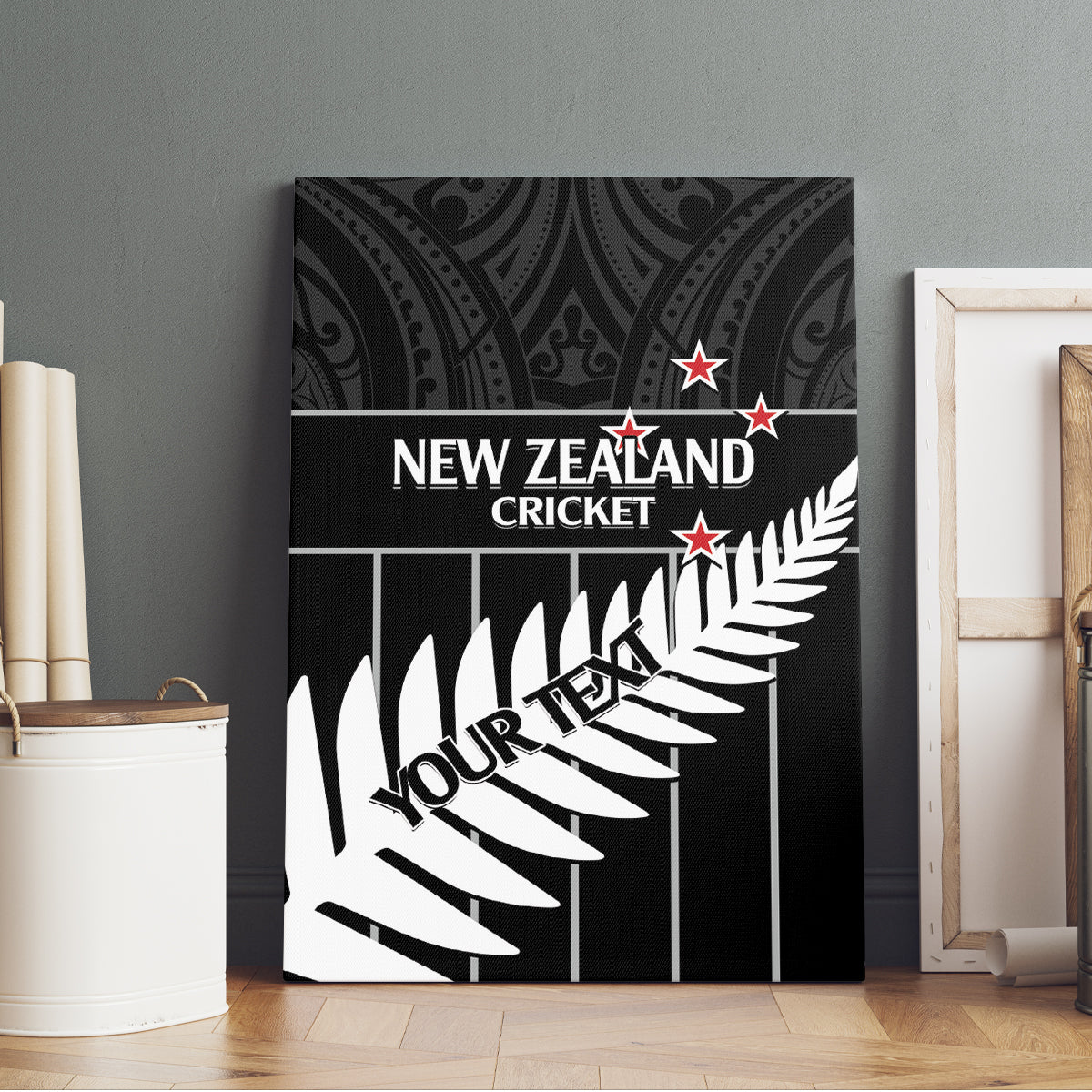 Custom New Zealand Silver Fern Cricket Canvas Wall Art Aotearoa Maori Go Black Cap LT14 - Polynesian Pride