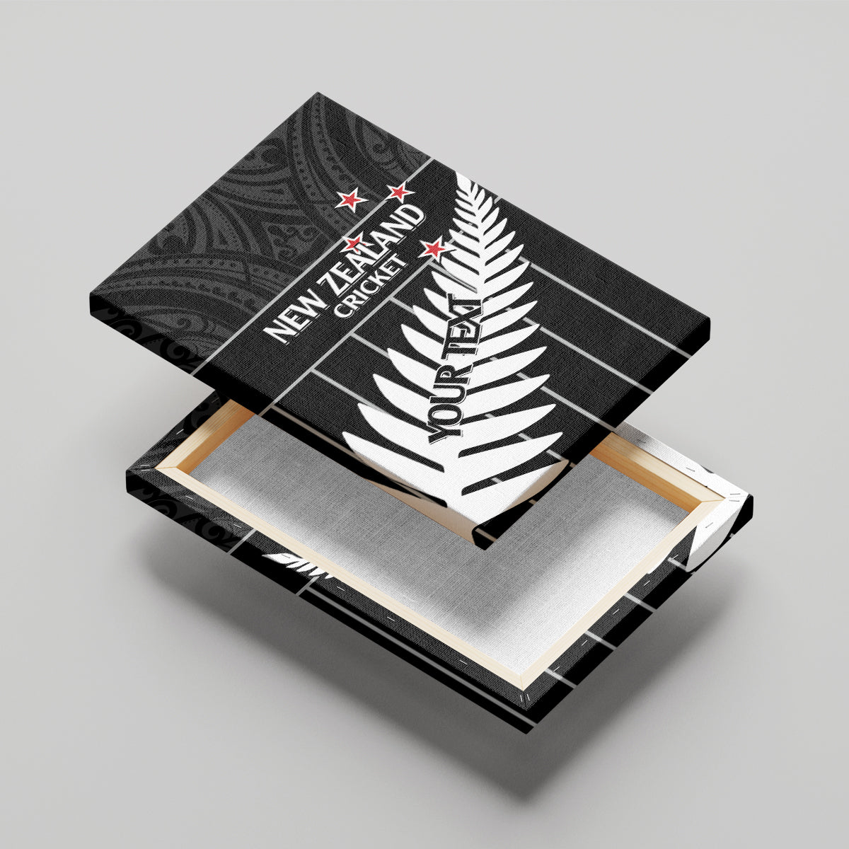 Custom New Zealand Silver Fern Cricket Canvas Wall Art Aotearoa Maori Go Black Cap LT14 - Polynesian Pride