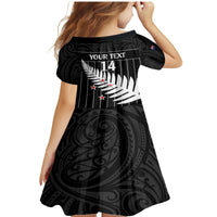 Custom New Zealand Silver Fern Cricket Family Matching Mermaid Dress and Hawaiian Shirt Aotearoa Maori Go Black Cap