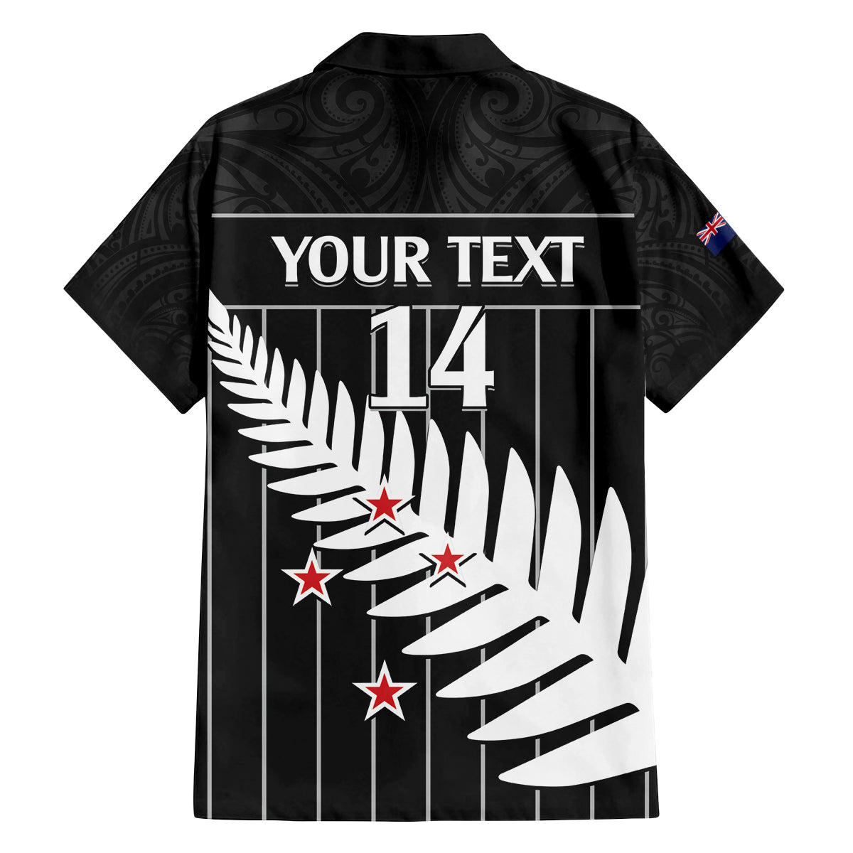 Custom New Zealand Silver Fern Cricket Family Matching Off The Shoulder Long Sleeve Dress and Hawaiian Shirt Aotearoa Maori Go Black Cap LT14 - Polynesian Pride