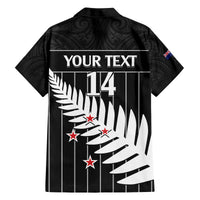 Custom New Zealand Silver Fern Cricket Family Matching Off The Shoulder Long Sleeve Dress and Hawaiian Shirt Aotearoa Maori Go Black Cap LT14 - Polynesian Pride