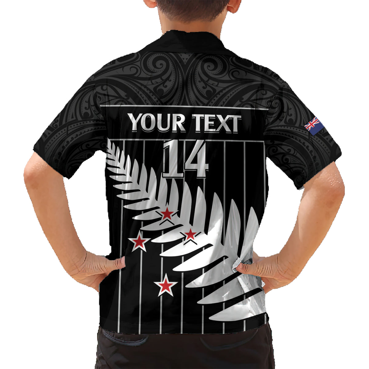 Custom New Zealand Silver Fern Cricket Family Matching Short Sleeve Bodycon Dress and Hawaiian Shirt Aotearoa Maori Go Black Cap LT14 - Polynesian Pride