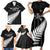 Custom New Zealand Silver Fern Cricket Family Matching Short Sleeve Bodycon Dress and Hawaiian Shirt Aotearoa Maori Go Black Cap