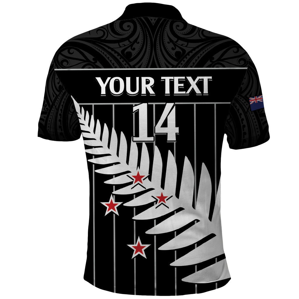 Custom New Zealand Silver Fern Cricket Polo Shirt Aotearoa Maori Go Black Cap LT14 - Polynesian Pride