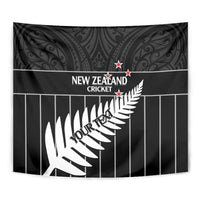 Custom New Zealand Silver Fern Cricket Tapestry Aotearoa Maori Go Black Cap