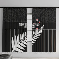 Custom New Zealand Silver Fern Cricket Window Curtain Aotearoa Maori Go Black Cap