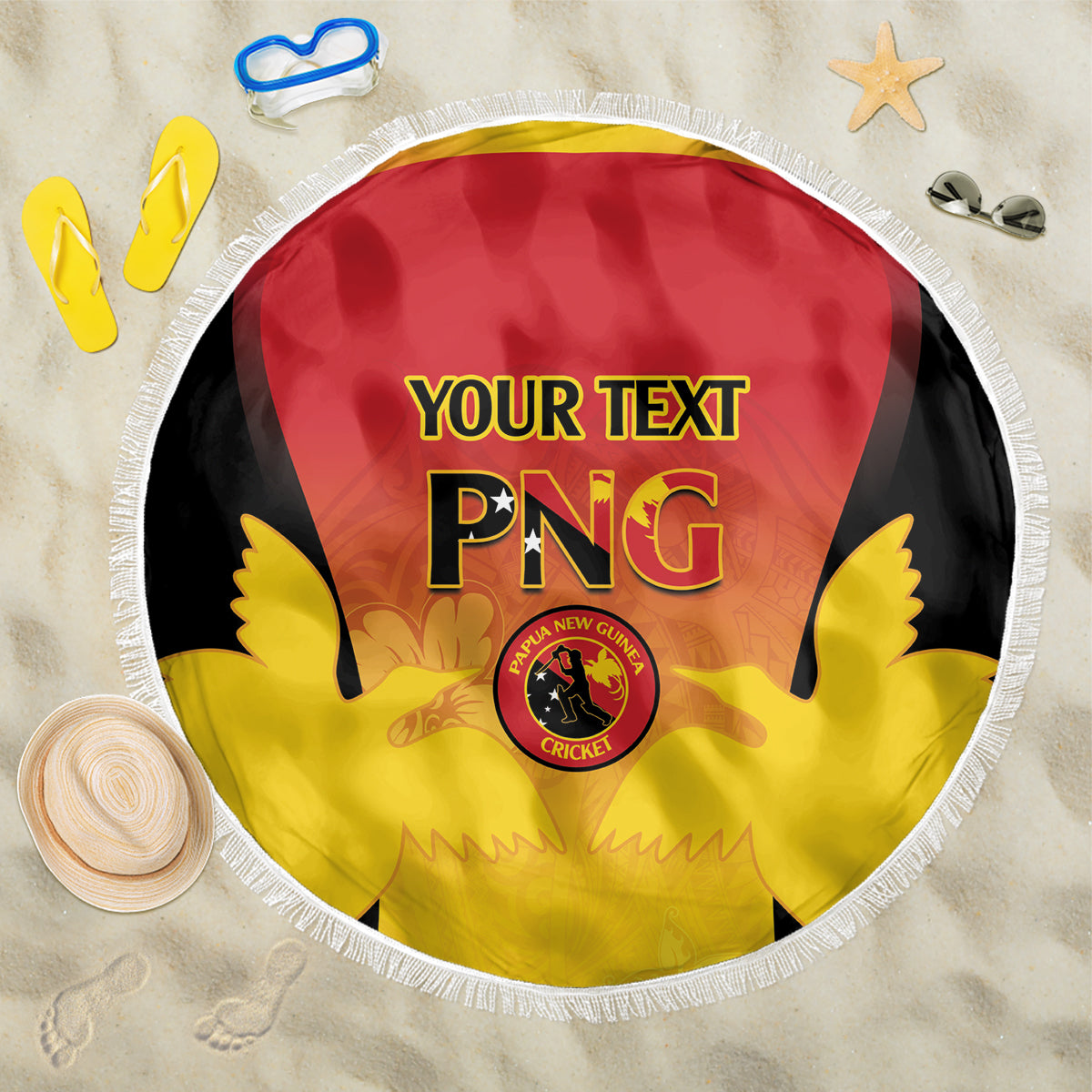 Custom Papua New Guinea Cricket Beach Blanket 2024 Go PNG