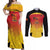 Custom Papua New Guinea Cricket Couples Matching Off Shoulder Maxi Dress and Long Sleeve Button Shirt 2024 Go PNG