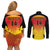 Custom Papua New Guinea Cricket Couples Matching Off Shoulder Short Dress and Long Sleeve Button Shirt 2024 Go PNG