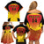 Custom Papua New Guinea Cricket Family Matching Off Shoulder Short Dress and Hawaiian Shirt 2024 Go PNG