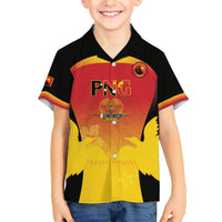 Custom Papua New Guinea Cricket Family Matching Short Sleeve Bodycon Dress and Hawaiian Shirt 2024 Go PNG LT14 Son's Shirt Black - Polynesian Pride