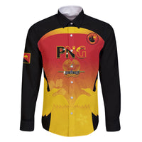 Custom Papua New Guinea Cricket Family Matching Summer Maxi Dress and Hawaiian Shirt 2024 Go PNG LT14 Dad's Shirt - Long Sleeve Black - Polynesian Pride