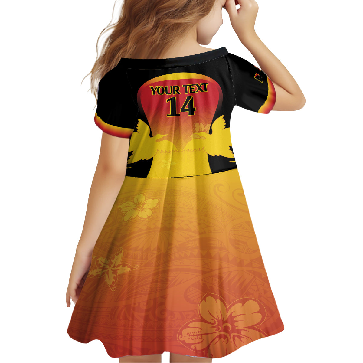 Custom Papua New Guinea Cricket Kid Short Sleeve Dress 2024 Go PNG