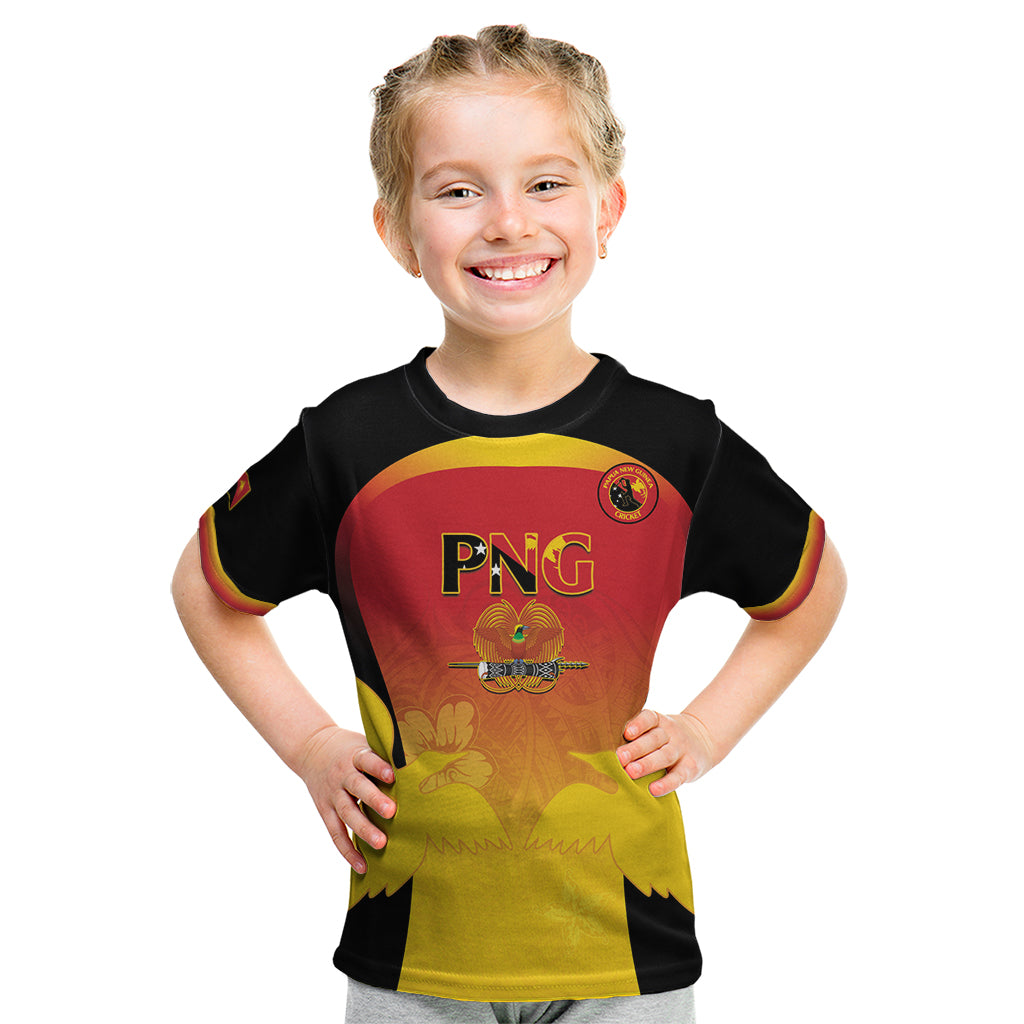 Custom Papua New Guinea Cricket Kid T Shirt 2024 Go PNG LT14 Black - Polynesian Pride