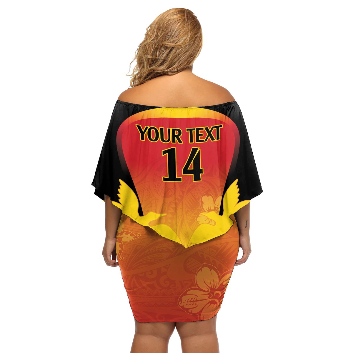 Custom Papua New Guinea Cricket Off Shoulder Short Dress 2024 Go PNG LT14 - Polynesian Pride