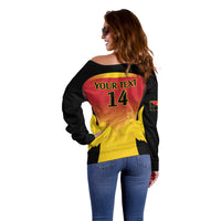 Custom Papua New Guinea Cricket Off Shoulder Sweater 2024 Go PNG