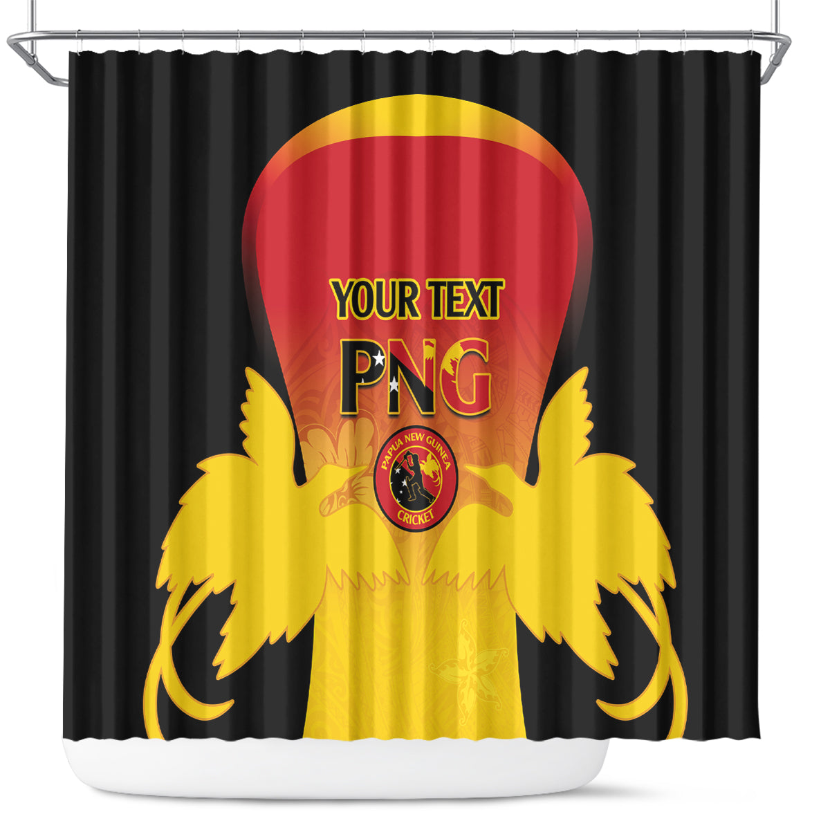Custom Papua New Guinea Cricket Shower Curtain 2024 Go PNG LT14 Black - Polynesian Pride