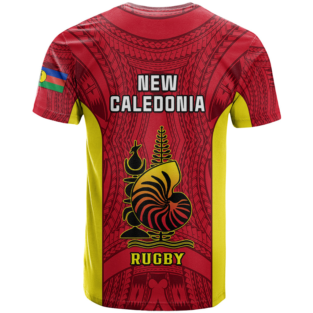 New Caledonia Rugby T Shirt Coat Of Arms Mix Polynesian Pattern LT14 - Polynesian Pride
