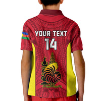 Personalised New Caledonia Rugby Kid Polo Shirt Coat Of Arms Mix Polynesian Pattern LT14 - Polynesian Pride