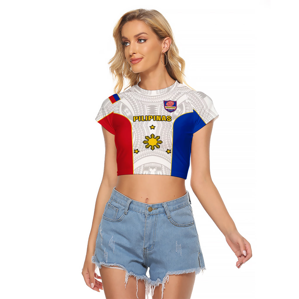 Philippines Rugby Raglan Cropped T Shirt Pacific Pilipinas Go Tamaraws LT14 Female White - Polynesian Pride
