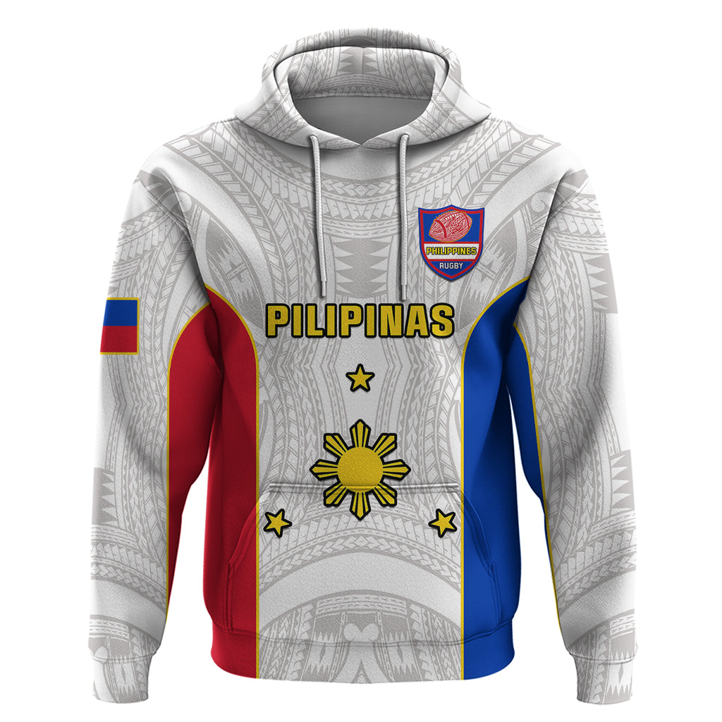 Custom Philippines Rugby Hoodie Pacific Pilipinas Go Tamaraws LT14 Pullover Hoodie White - Polynesian Pride