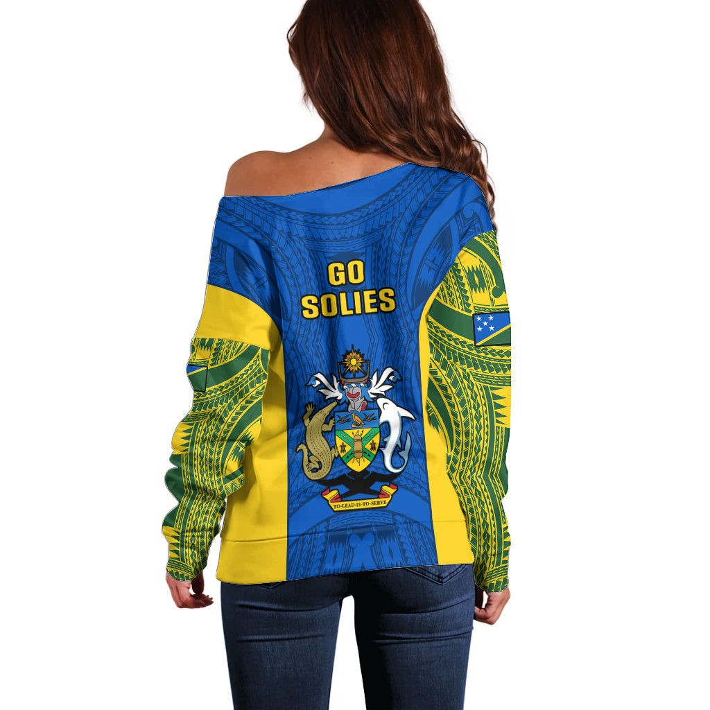 Solomon Islands Rugby Off Shoulder Sweater Pacific Go Solies LT14 - Polynesian Pride