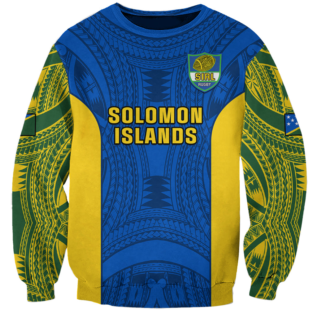 Personalised Solomon Islands Rugby Sweatshirt Pacific Go Solies LT14 Unisex Blue - Polynesian Pride