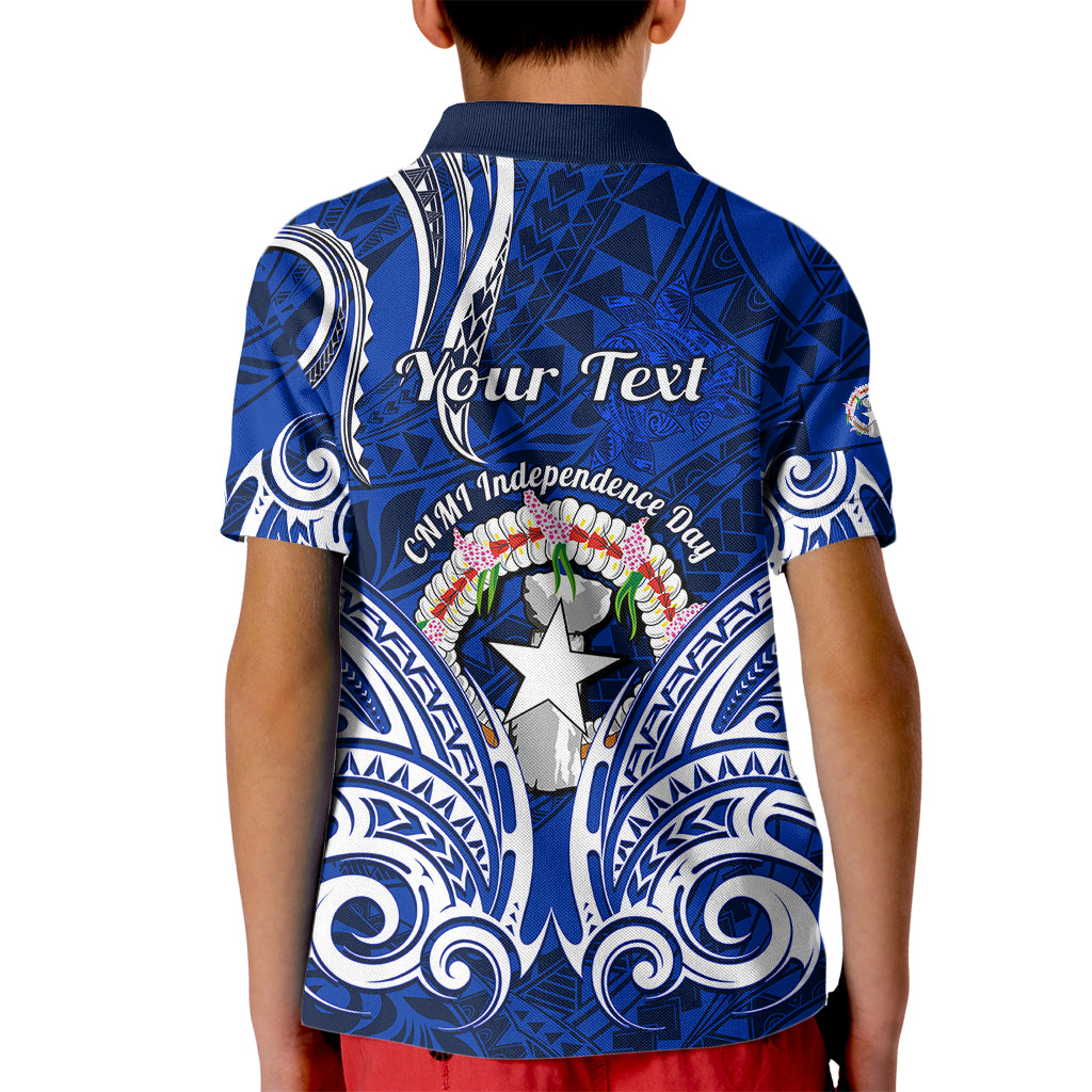 Personalised Independence Day CNMI Kid Polo Shirt Northern Mariana Islands Tribal Tattoo Pattern LT14 - Polynesian Pride