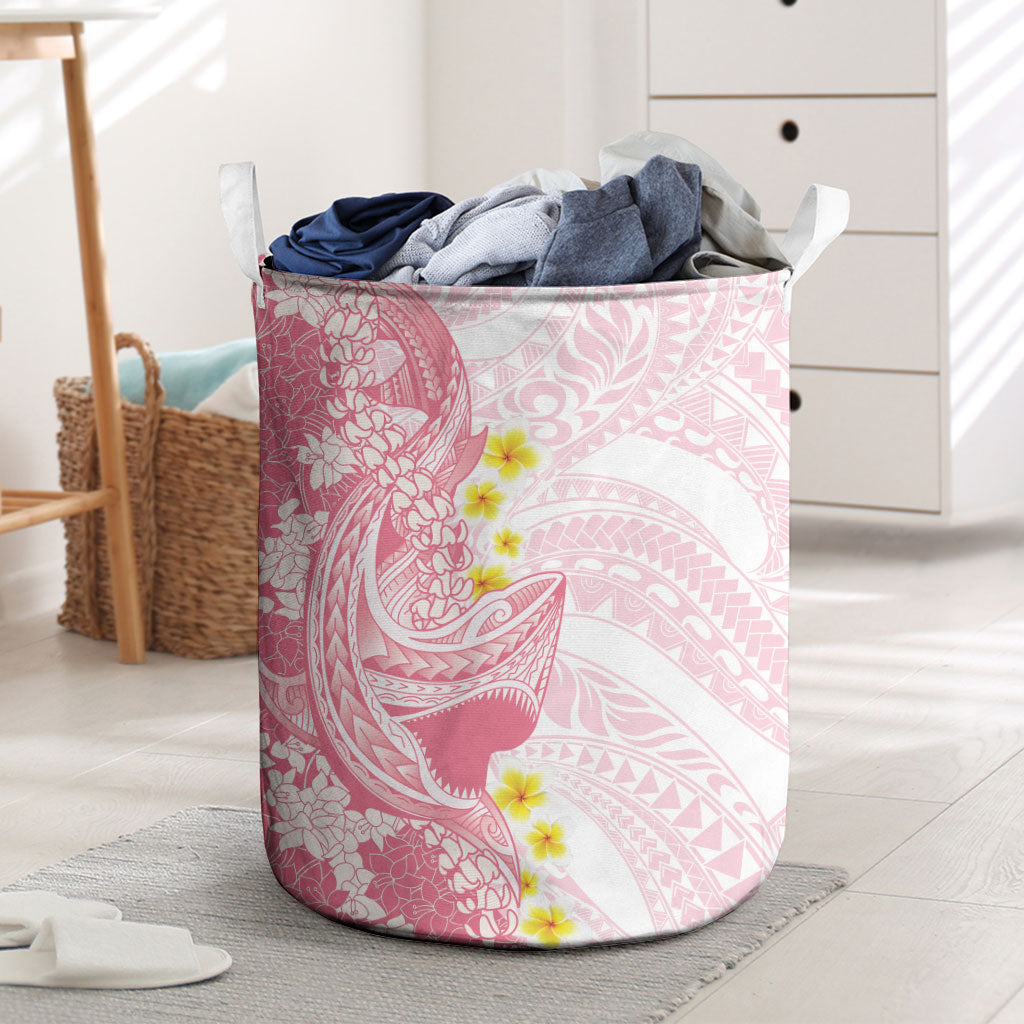 Pink Hawaii Shark Tattoo Laundry Basket Puakenikeni Lei Plumeria Polynesian Pattern LT14 Pink - Polynesian Pride