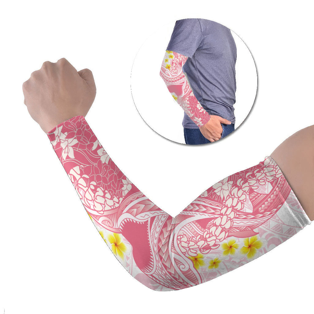 Pink Hawaii Shark Tattoo Arm Sleeves Puakenikeni Lei Plumeria Polynesian Pattern