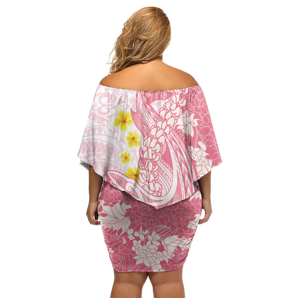Pink Hawaii Shark Tattoo Family Matching Off Shoulder Short Dress and Hawaiian Shirt Puakenikeni Lei Plumeria Polynesian Pattern LT14 - Polynesian Pride