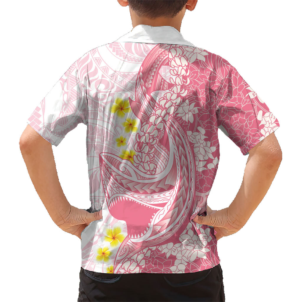 Pink Hawaii Shark Tattoo Family Matching Summer Maxi Dress and Hawaiian Shirt Puakenikeni Lei Plumeria Polynesian Pattern LT14 - Polynesian Pride