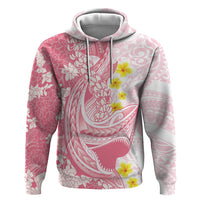 Pink Hawaii Shark Tattoo Hoodie Puakenikeni Lei Plumeria Polynesian Pattern LT14 Pullover Hoodie Pink - Polynesian Pride
