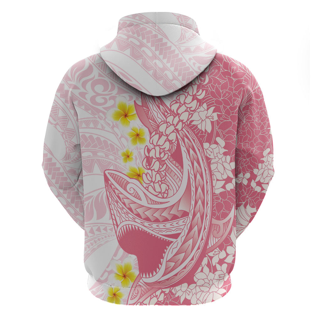 Pink Hawaii Shark Tattoo Hoodie Puakenikeni Lei Plumeria Polynesian Pattern LT14 - Polynesian Pride
