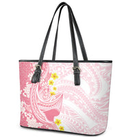 Pink Hawaii Shark Tattoo Leather Tote Bag Puakenikeni Lei Plumeria Polynesian Pattern LT14 - Polynesian Pride
