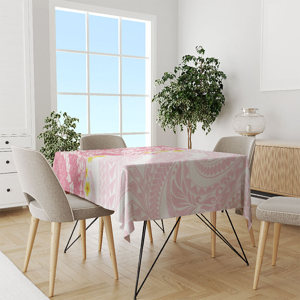 Pink Hawaii Shark Tattoo Tablecloth Puakenikeni Lei Plumeria Polynesian Pattern LT14 - Polynesian Pride
